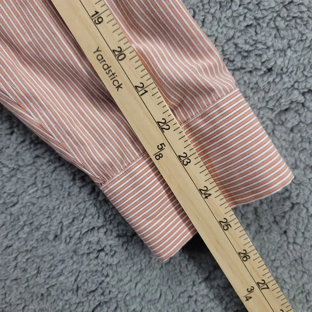 Banana Republic Shirt mens Large Pink stripped Non iron slim‎ fit Long Sleeve